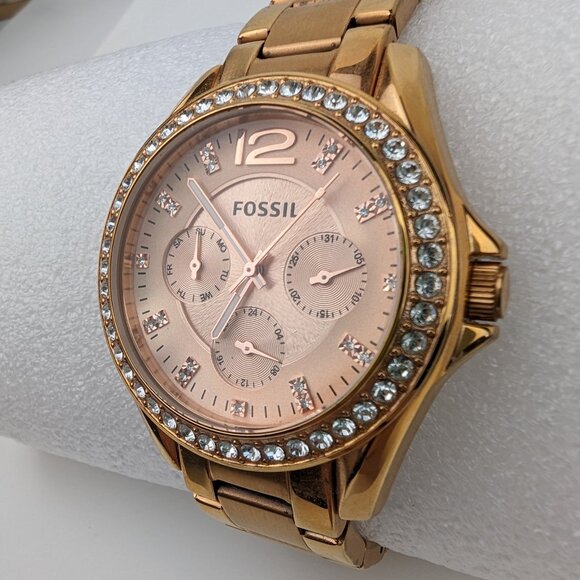 Fossil Riley Gold + Rose Gold Ladies Women\'s Watch ES2811 10 ATM main image 15